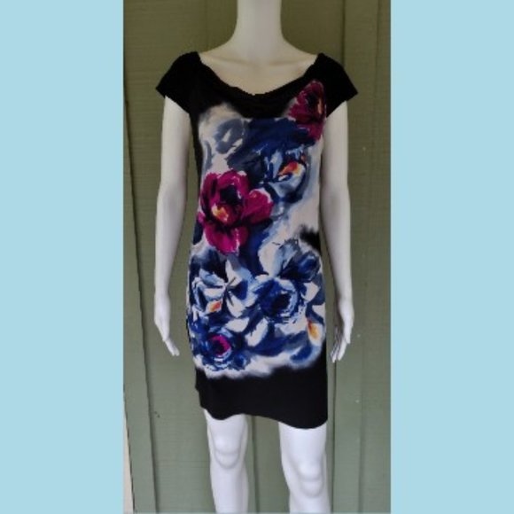 MAGGY LONDON Black Floral Shift DRess 14 - Picture 1 of 4